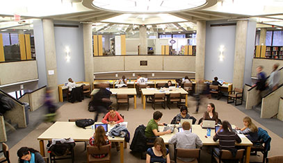 Image of students studying in the Northwestern library.